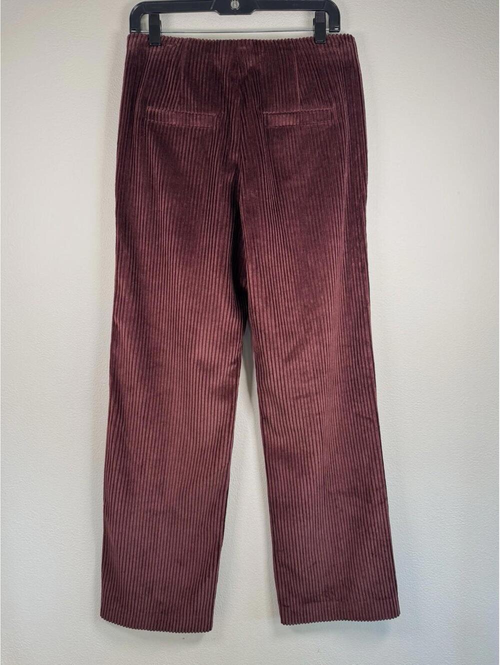 EUC $1900 BRUNELLO CUCINELLI WOMENS SIZE 4 BURGUNDY CORDUROY WIDE LEG PANTS - Picture 2 of 8